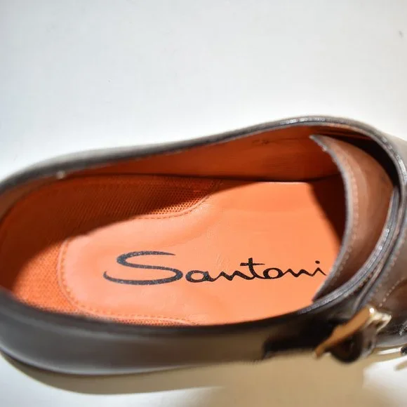SANTONI Freemont Double Monk StrapLoafer Shoe Size 7.5 D US Brown
